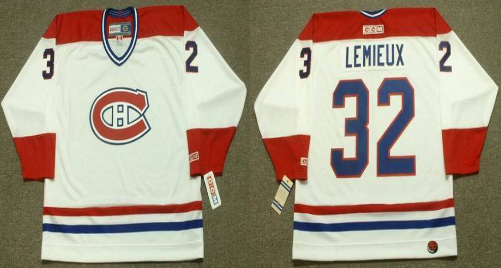 2019 Men Montreal Canadiens #32 Lemieux White CCM NHL jerseys